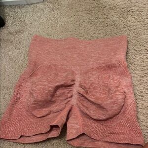 Amazon Pink Athletic Shorts with High Waist and Ruching